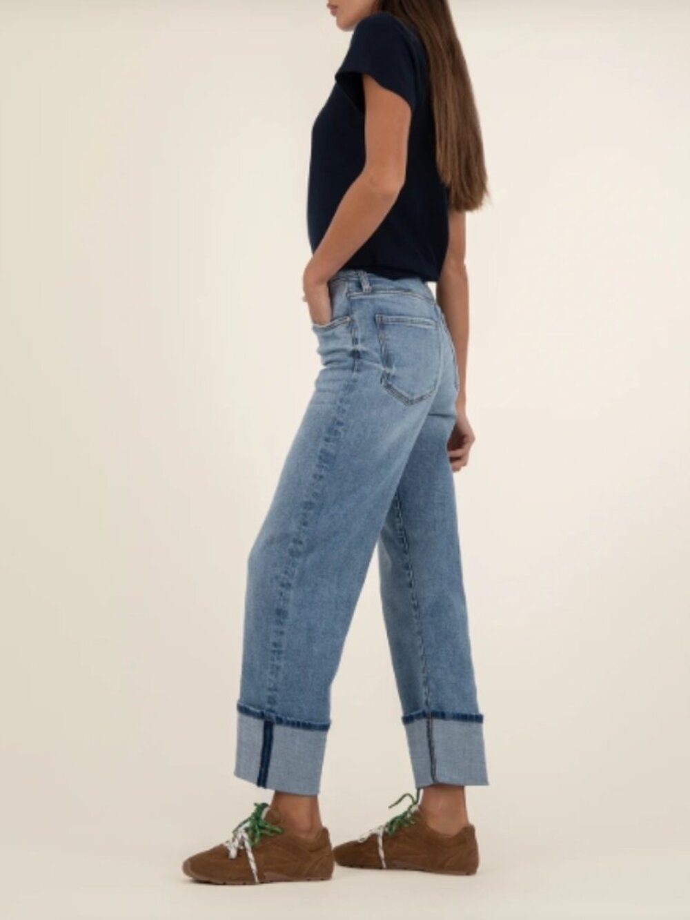 Kut from the Kloth Light Blue Wide Cuff Jeans - Picture 2 of 11